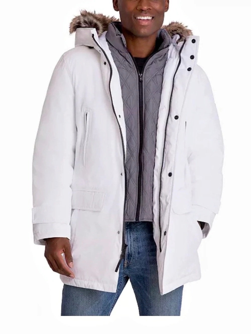Michael Kors Men's Puffer Coat in White & Gray Like New